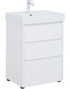 Мебель для ванной Nova Lite 60 см белая глянцевая 3 ящика Aquanet