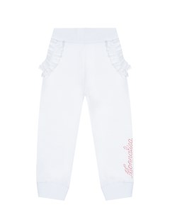 Белые спортивные брюки с рюшами Monnalisa