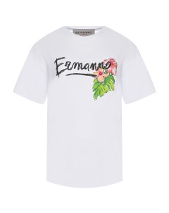 Белая футболка с принтом гавайские цветы Ermanno firenze