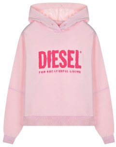 Розовая толстовка худи с лого Diesel