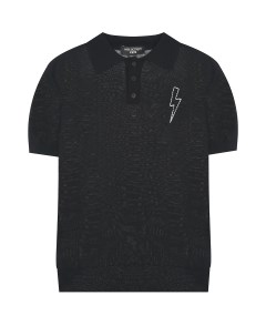 Черная футболка поло с вышивкой молния Neil barrett