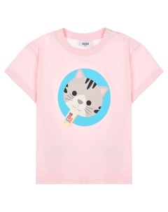 Розовая футболка с принтом кот Gcds