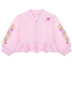 Розовая спортивная куртка с цветочным принтом Monnalisa