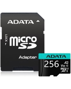 Карта памяти microSDXC UHS I U3 Premier Pro 256 ГБ 100 МБ с Class 10 AUSDX256GUI3V30SA2 RA1 1 шт пер Adata