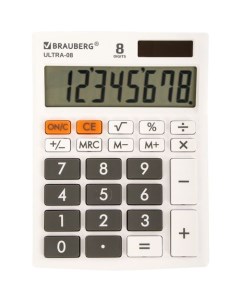 Калькулятор Ultra 08 Wt 8 разрядный белый Brauberg