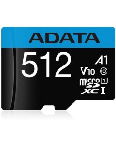 Карта памяти microSDXC UHS I Premier Pro 512 ГБ 100 МБ с 1X Class 10 AUSDX512GUICL10A1 RA1 переходни Adata