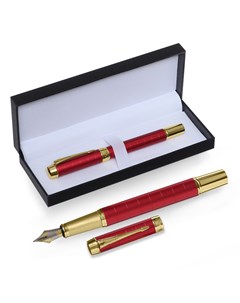 Ручка подарочная роллер в кожзам футляре корпус красный золото Calligrata