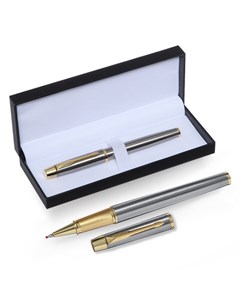 Ручка подарочная роллер в кожзам футляре корпус серебро золото Calligrata