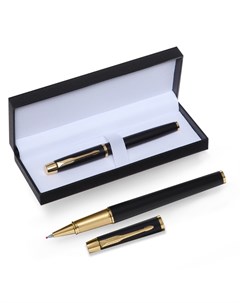 Ручка подарочная роллер в кожзам футляре корпус черный золото Calligrata