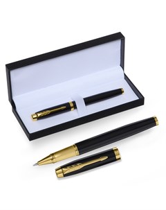 Ручка подарочная роллер в кожзам футляре корпус черный золото Calligrata