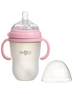 Бутылочка для кормления m b шг o70мм 250мл с ручками силиконовая колба цвет розовый Mum&baby