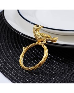 Кольцо для салфетки nature птица 6 4 5 1 5 см цвет золотой Nobrand