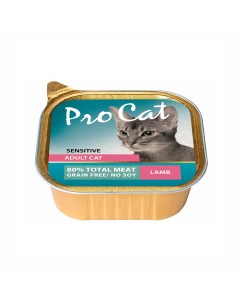 Корм для кошек для чувствительного пищеварения паштет с ягненком ламист 100г Pro cat