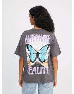 Хлопковая футболка с принтом бабочек на спине Твое