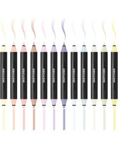 Маркер для скетчинга Sketcher V210 c кистью и скошенным пером violet light Molotow