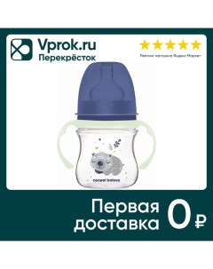 Бутылочка для кормления Babies Sleepy Koala со светящимися ручками голубая 120мл Canpol