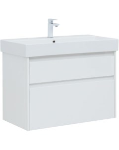 Мебель для ванной Nova Lite 85 см белая глянцевая 2 ящика Aquanet