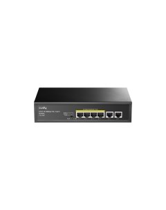 Коммутатор FS1006P, кол-во портов: 4x100 Мбит/с, кол-во SFP/uplink: RJ-45 2x100 Мбит/с, PoE: 4x30 Вт (макс. 60 Вт) Cudy