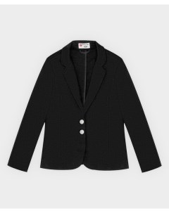 Пиджак укороченный черный из плотного трикотажа Button blue