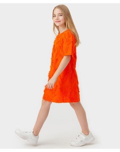 Платье с вышивкой в виде перьев оранжевое Button blue