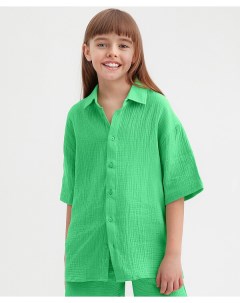 Рубашка муслиновая с коротким рукавом зеленая Button blue