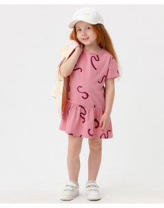 Платье футболка розовая с принтом Button blue