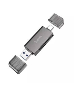 Карт ридер HB39 2 in 1 USB A USB C microSD Grey 6942007604819 Hoco