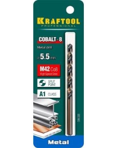 Cobalt 5 5 х 93 мм сталь М42 HSS Co 8 сверло по металлу 29656 5 5 Kraftool