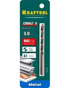 Cobalt 5 0 х 86 мм сталь М42 HSS Co 8 сверло по металлу 29656 5 Kraftool