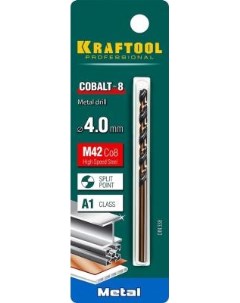 Cobalt 4 0 х 75 мм сталь М42 HSS Co 8 сверло по металлу 29656 4 Kraftool