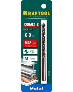 Cobalt 6 0 х 93 мм сталь М42 HSS Co 8 сверло по металлу 29656 6 Kraftool