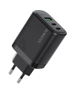 Сетевое зарядное устройство AC65H USB 2 USB type C 65Вт 3 25A черный Romoss