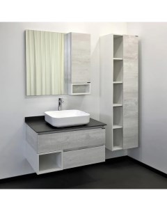 Мебель для ванной Прага 90 дуб белый серая столешница Comforty