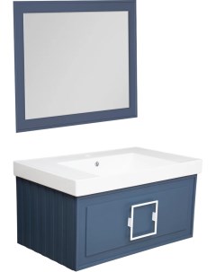 Мебель для ванной Cubo 80 синяя ручка белая La fenice