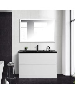 Мебель для ванной Albano 120 напольная bianco lucido черная матовая раковина Belbagno