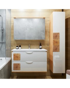 Мебель для ванной Форест 100 дуб золотой белый глянец раковина Mario 100 Бриклаер