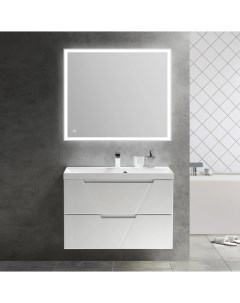 Мебель для ванной Vittoria 90 подвесная bianco opaco белая глянцевая раковина Belbagno