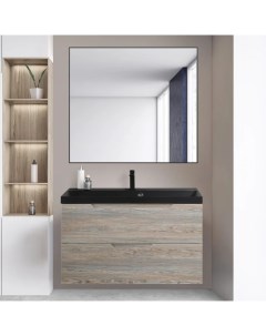 Мебель для ванной Vittoria 90 подвесная pino черная матовая раковина Belbagno