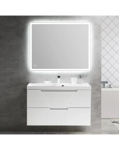 Мебель для ванной Vittoria 100 подвесная bianco lucido белая глянцевая раковина Belbagno