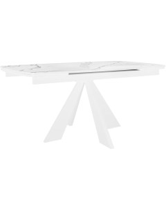 Стол SKU140 Керамика Белый мрамор подстолье белое опоры белые Dikline