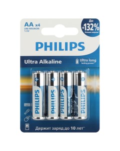 Батарейка Ultra АА пальчиковая LR6 1 5 В 4 шт Б0062694 Philips