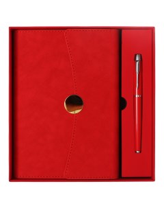Органайзер на кольцах а6 80 листов кожзам c клапаном линия с ручкой в подарочной коробке красный Calligrata
