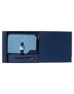 Органайзер на кольцах а6 80 листов кожзам c хлястиком линия с ручкой в подарочной коробке синий Calligrata