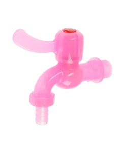 Кран водоразборный со штуцером с плоской ручкой pp с шаровым механизмом розовый Zein