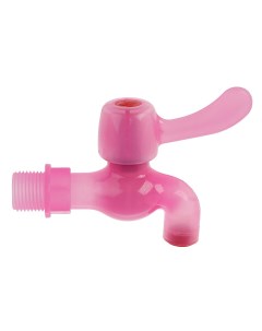 Кран водоразборный с плоской ручкой pp с шаровым механизмом розовый Zein