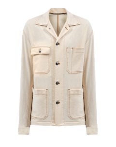 Куртка из хлопка и льна с накладными карманами и прострочкой Canali