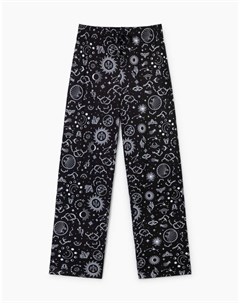 Чёрные пижамные брюки oversize с принтом Gloria jeans