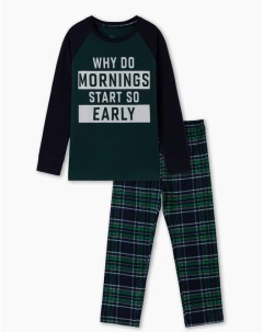 Тёмно зелёная пижама с принтом для мальчика Gloria jeans