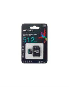 Карта памяти 512Gb MicroSDHC UHS I U3 Class 10 V30S A2 AUSDX512GUI3V30SA2 RA1 с переходником под SD Adata