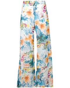 Blumarine расклешенные брюки с цветочным принтом 42 синий Blumarine